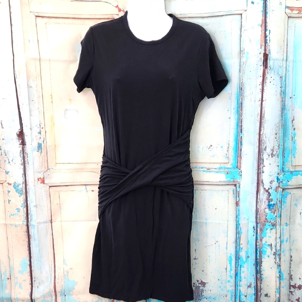 James Perse Black Classic‎ Twist Front Tee Shirt Dress - Picture 2 of 9